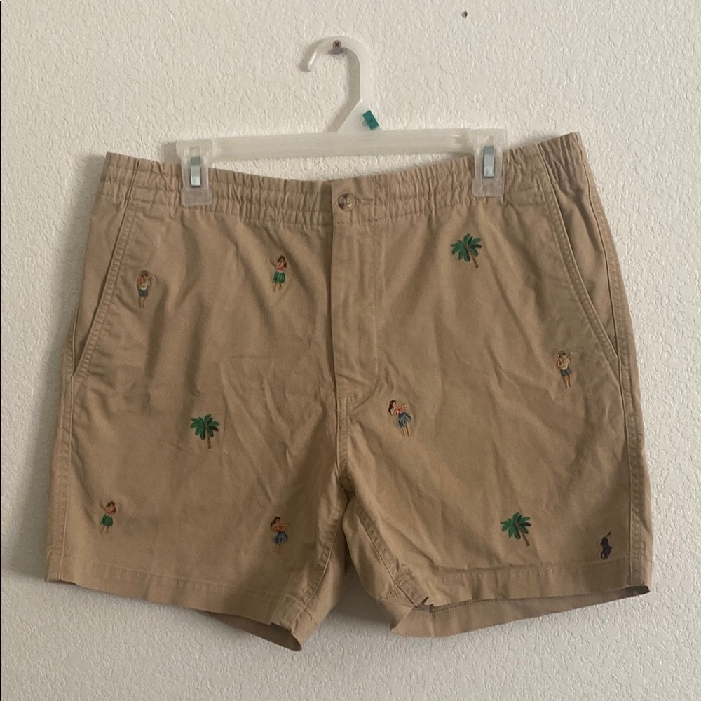 Polo by Ralph Lauren Stretch Classic Fit Tan Embroidered Men Shorts Size L